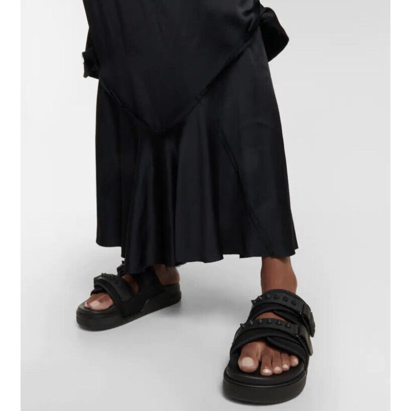 NEW CHRISTIAN LOUBOUTIN Women’s Daddy Pool Studded Slide Sandals Black EU 36