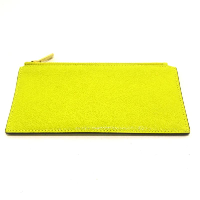 CHRISTIAN DIOR Yellow Grained Calfskin Saddle Chain Wallet Pouch