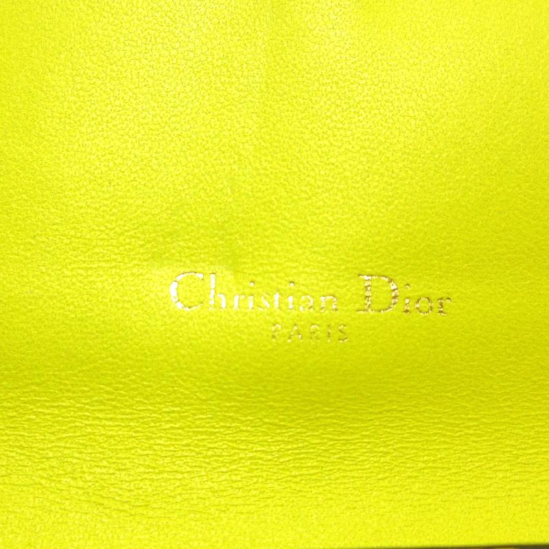CHRISTIAN DIOR Yellow Grained Calfskin Saddle Chain Wallet Pouch