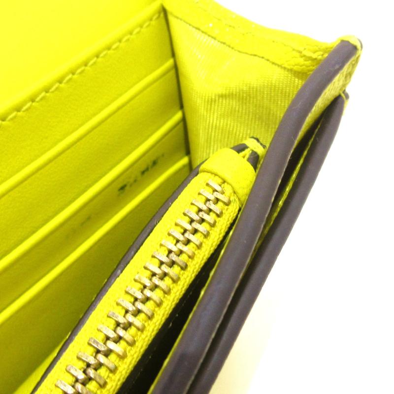 CHRISTIAN DIOR Yellow Grained Calfskin Saddle Chain Wallet Pouch