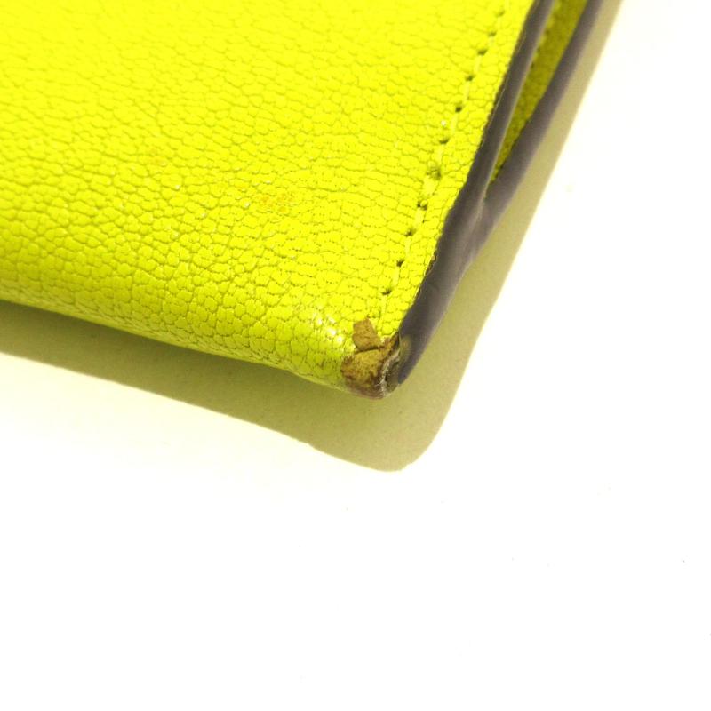 CHRISTIAN DIOR Yellow Grained Calfskin Saddle Chain Wallet Pouch