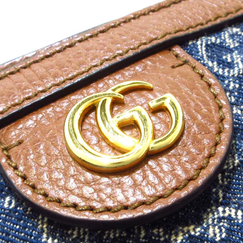 GUCCI New Denim GG Monogram Medium Ophidia Shopping Tote Blue Tea Cuir