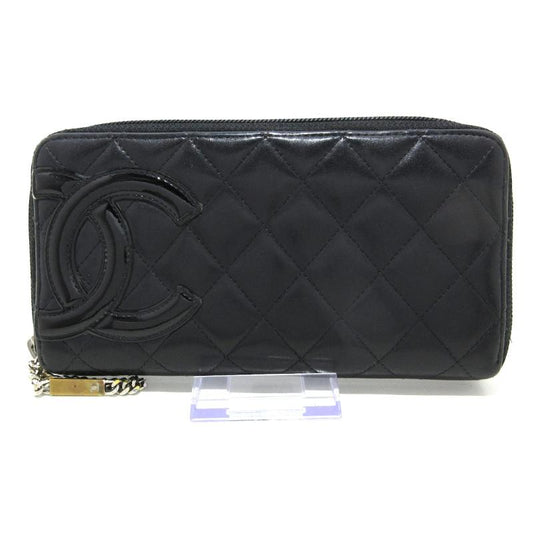 Pre-order CHANEL Calfskin Quilted Cambon Zip Around Wallet Black 16*