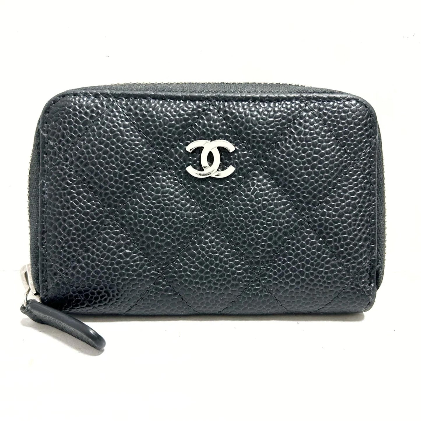PRE ORDER CHANEL Caviar Quilted Zip Coin Purse Black