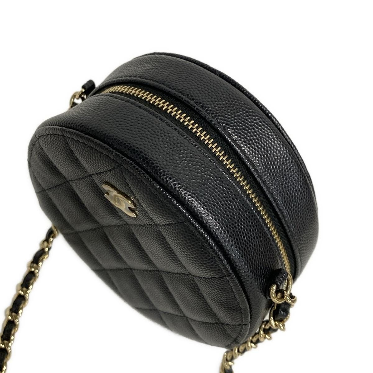 PRE-ORDER Chanel  Caviar Quilted Round Clutch With Chain Black 30*