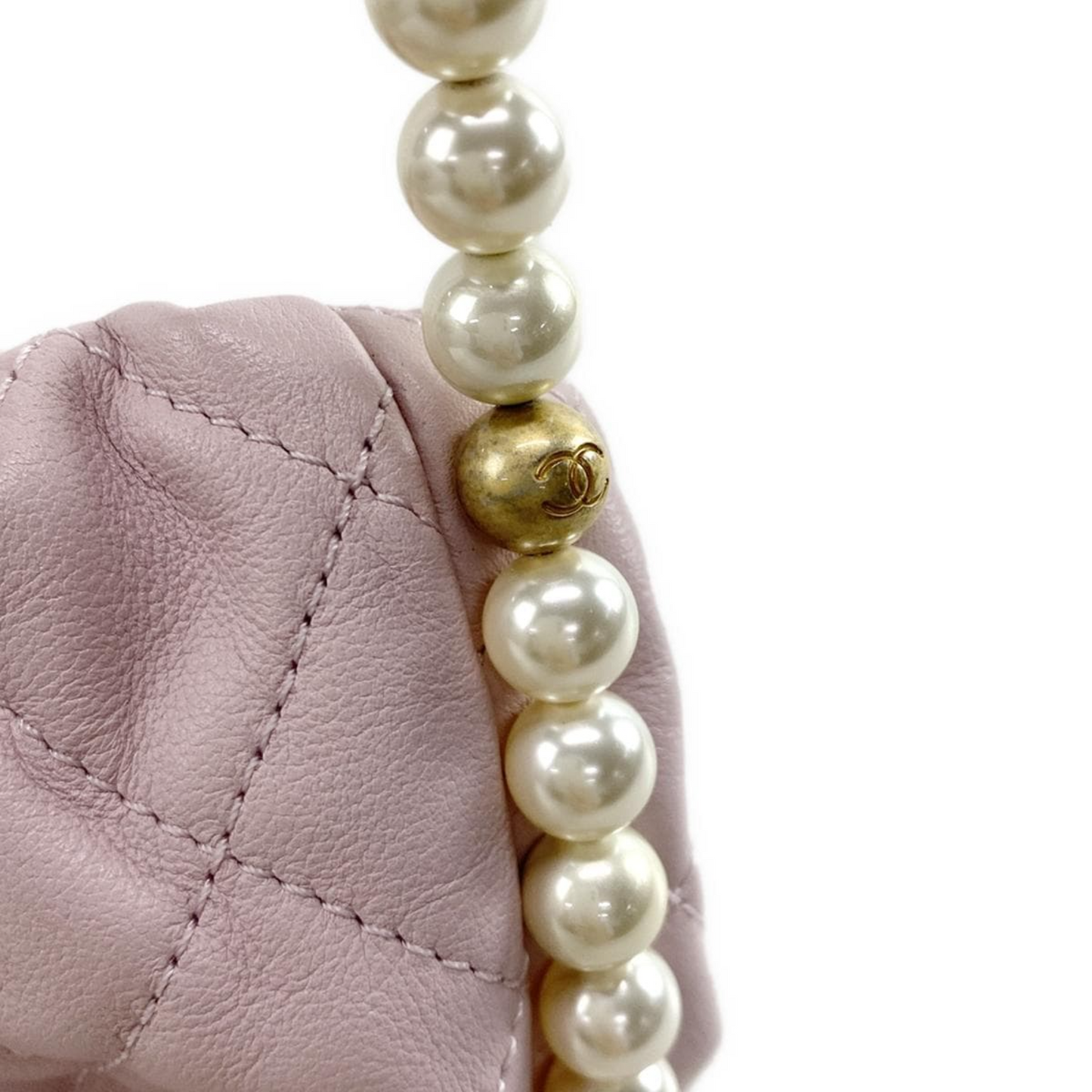 Pre-Order Chanel Calfskin Quilted Pearl Mini About Pearls Drawstring Bucket Light Pink