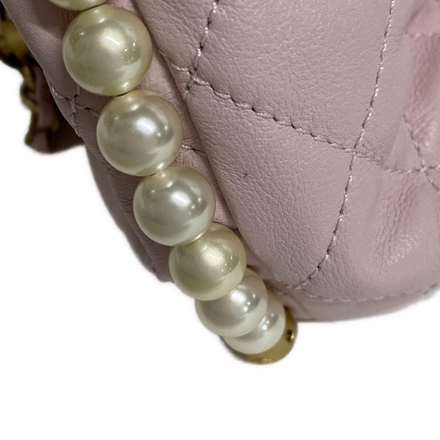 Pre-Order Chanel Calfskin Quilted Pearl Mini About Pearls Drawstring Bucket Light Pink