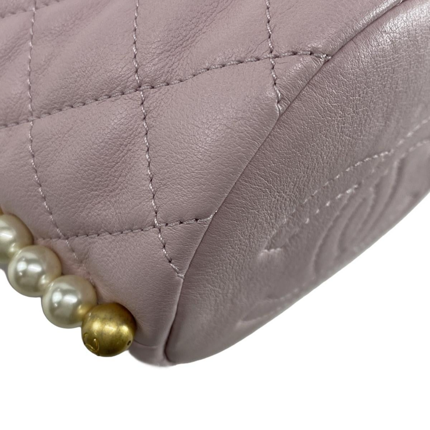 Pre-Order Chanel Calfskin Quilted Pearl Mini About Pearls Drawstring Bucket Light Pink