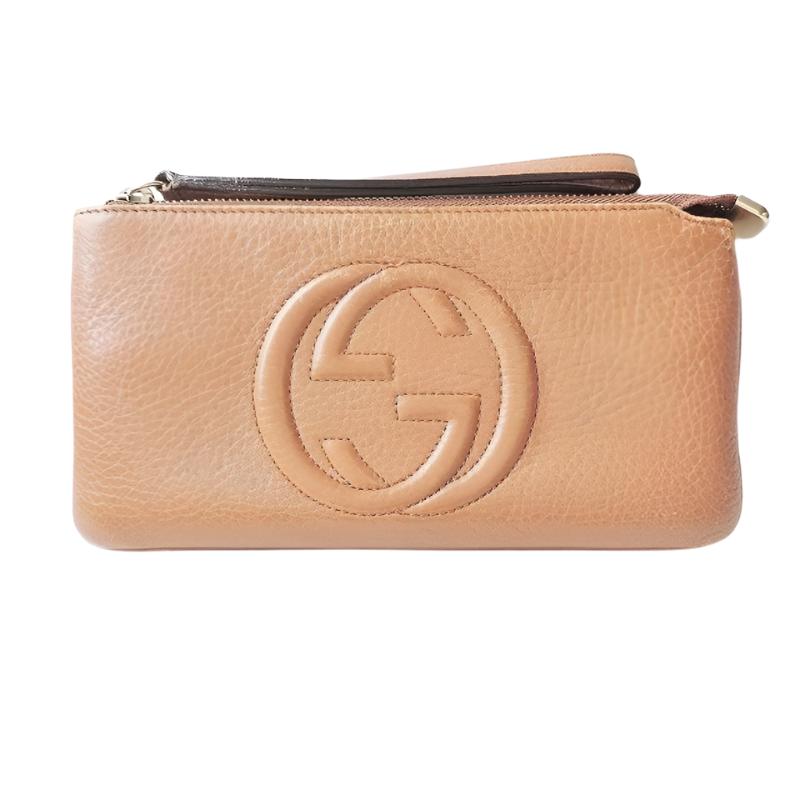 Gucci  leather Soho Wristlet Dark Cipria