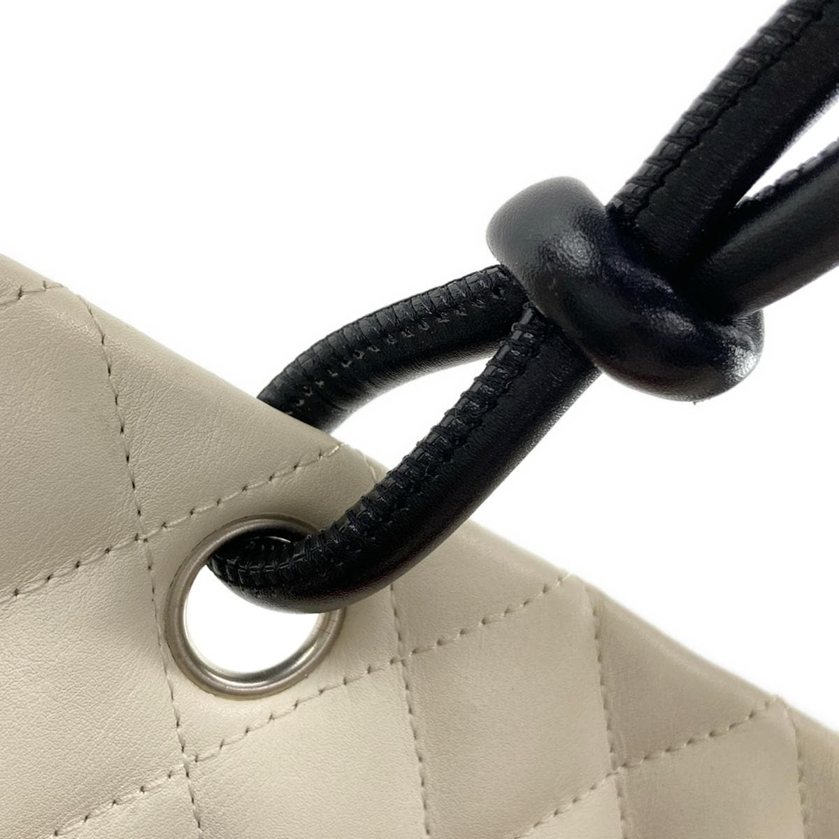 Chanel  Calfskin Quilted Large Cambon Tote White Black 10*