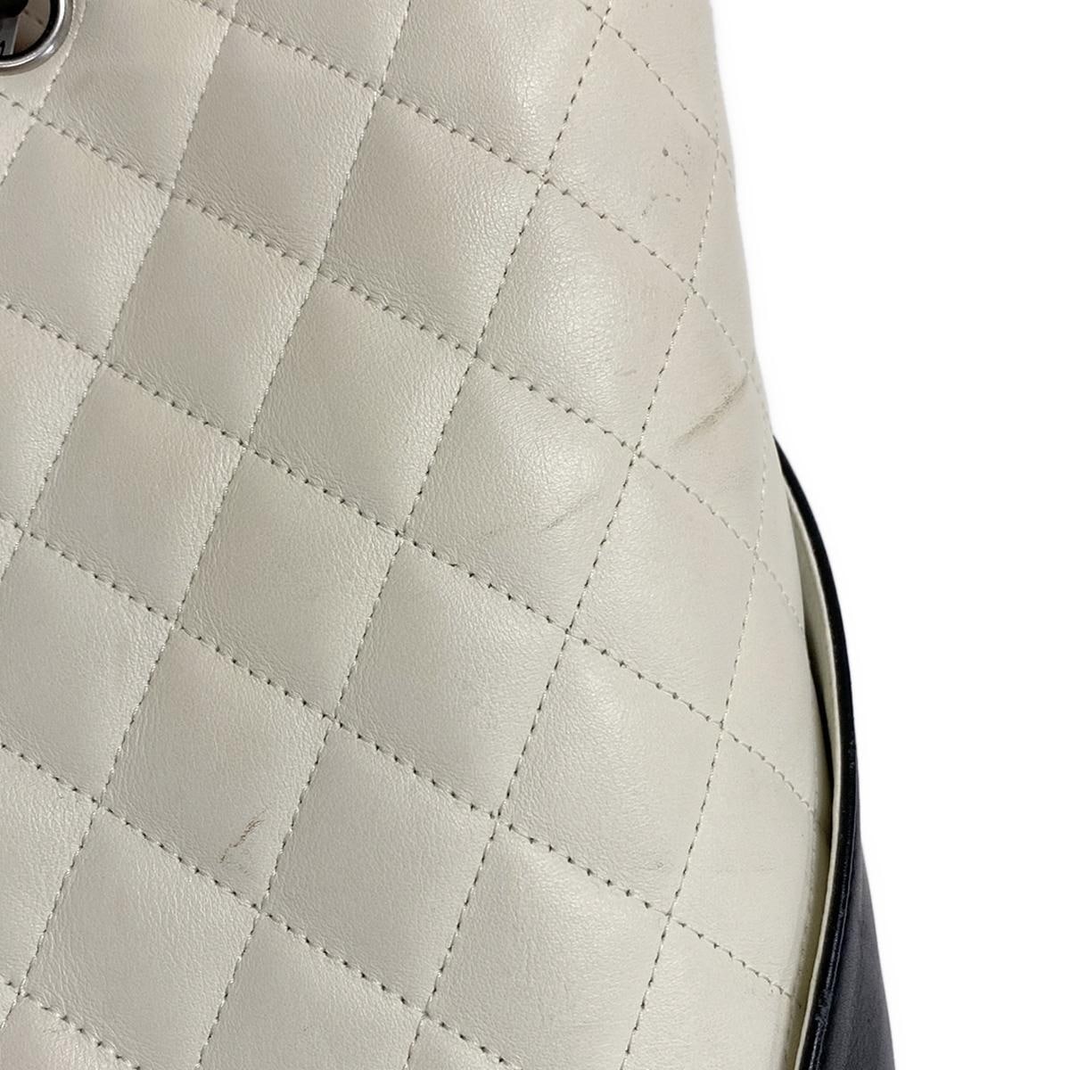 Chanel  Calfskin Quilted Large Cambon Tote White Black 10*
