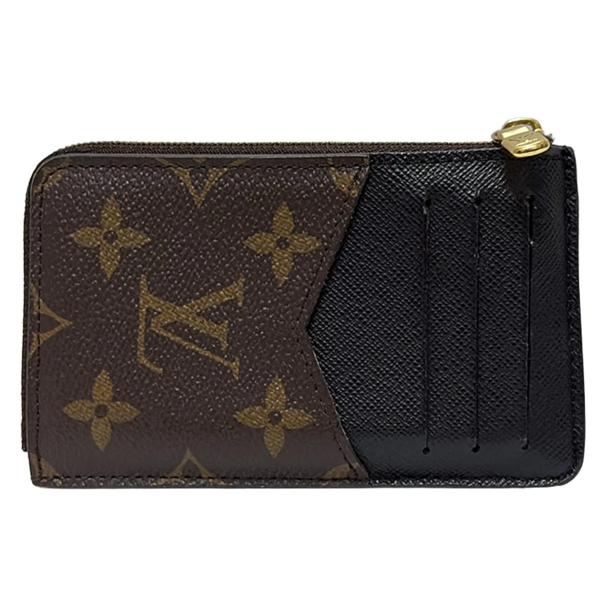 $675 Louis Vuitton  Monogram Recto Verso Card Holder Black RFID