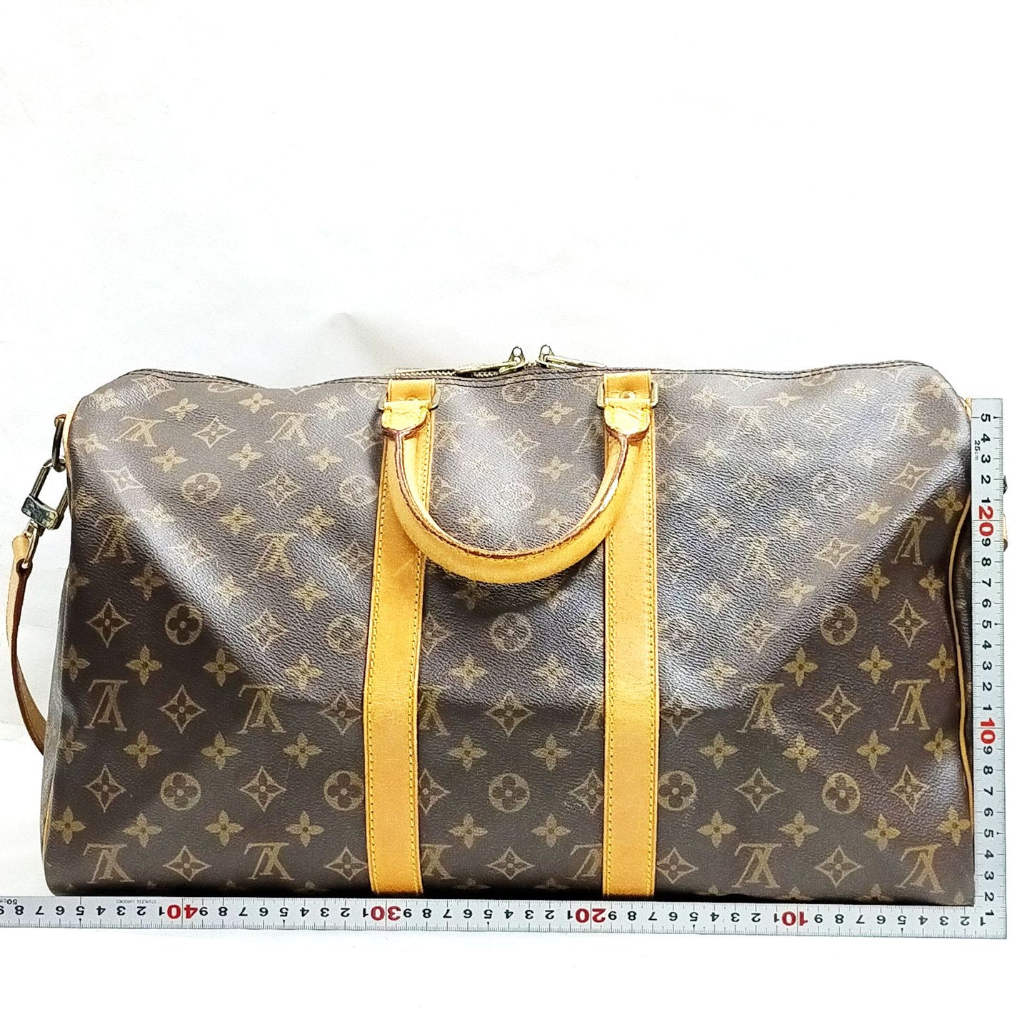 $2650 1991 Louis Vuitton LV Boston Bag Keepall Bandouliere 45 Brown Monogram MI0911