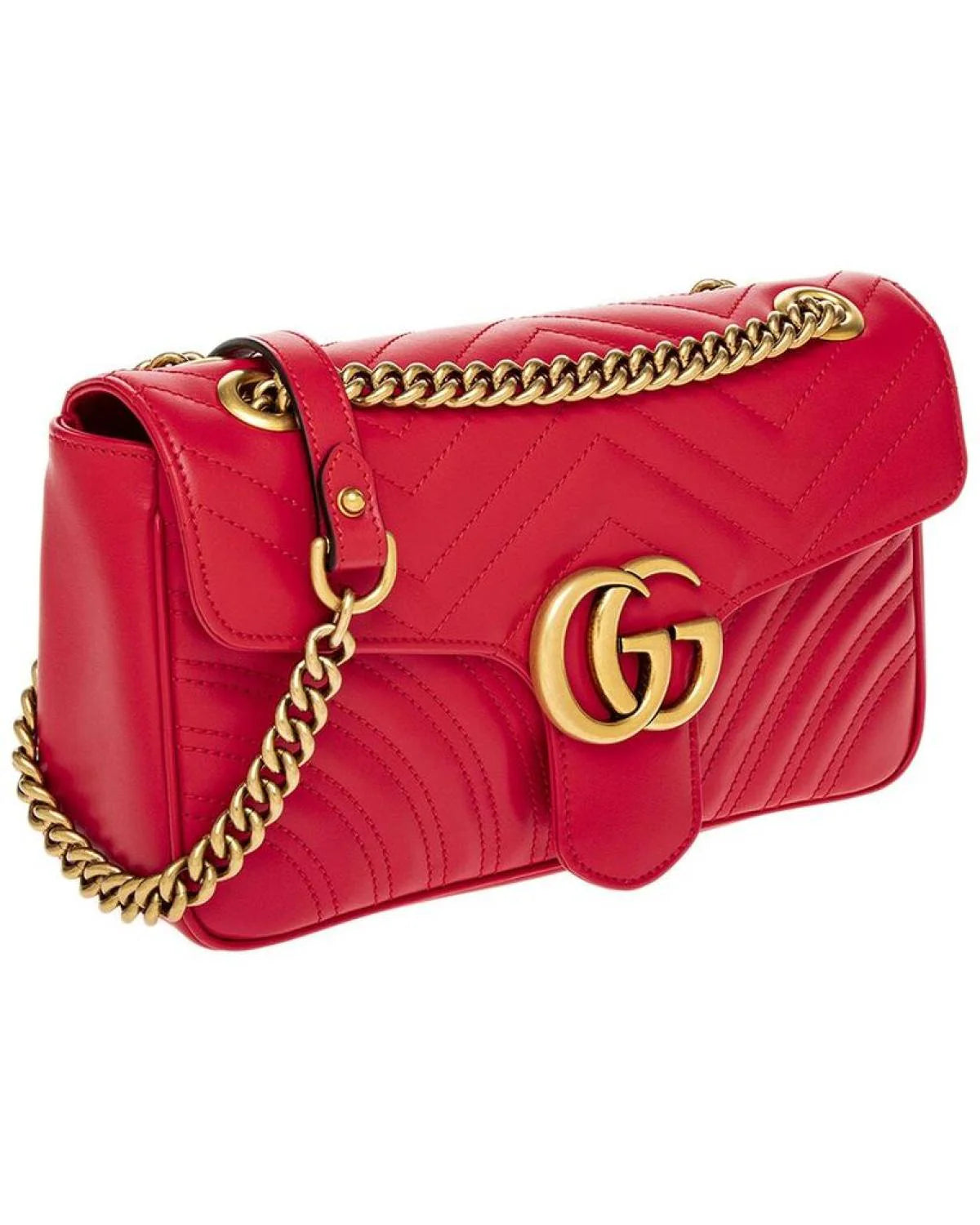 $2600 GG Marmont Small Shoulder Bag Red CONSIGNMENT