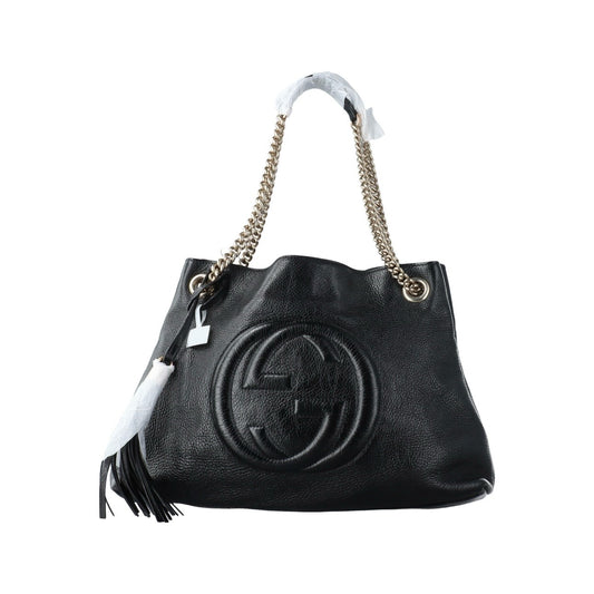 PREORDER Gucci Pebbled Calfskin Medium Soho Chain Shoulder Bag Black