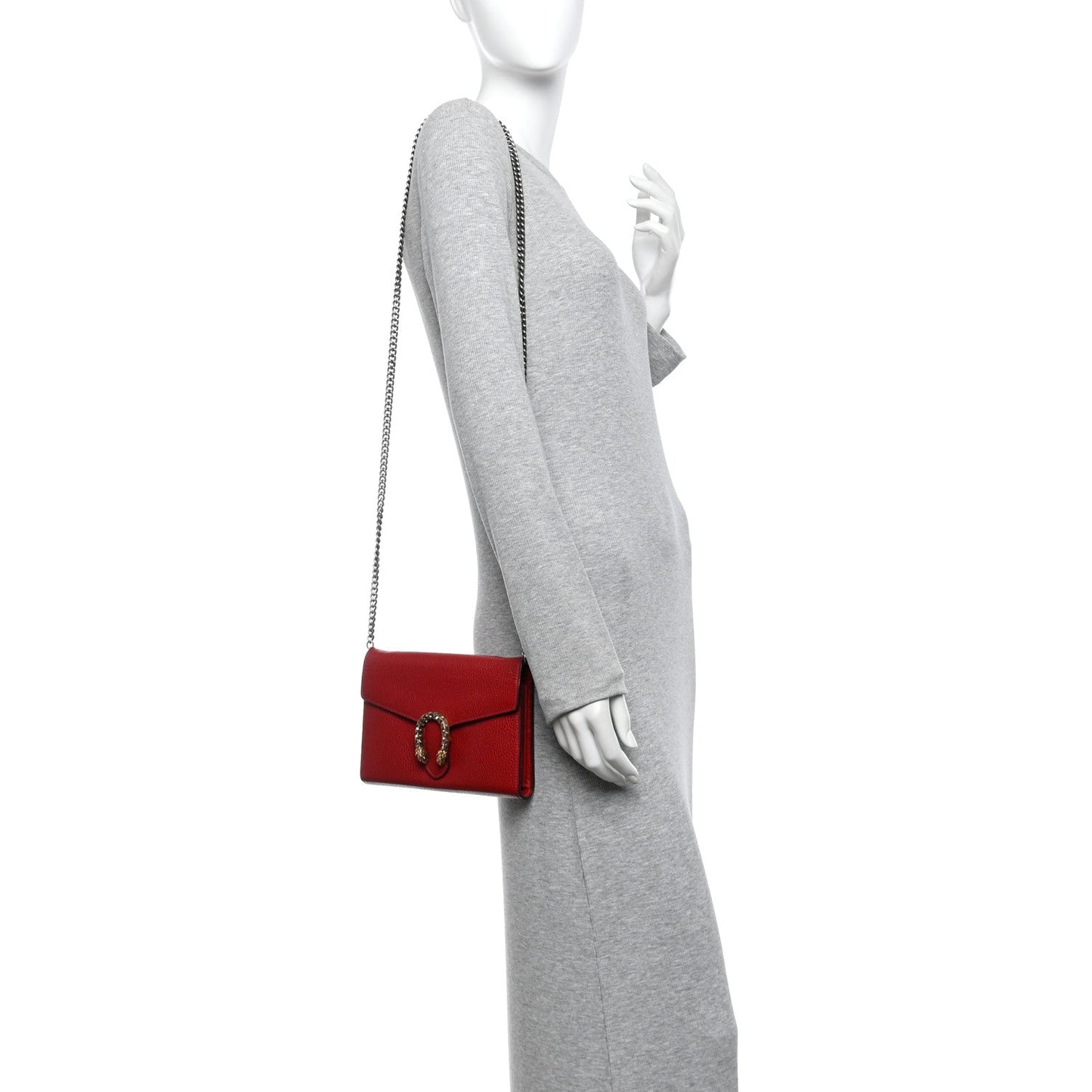 $1800 Gucci Leather Dionysus Wallet On Chain Mini Red Leather