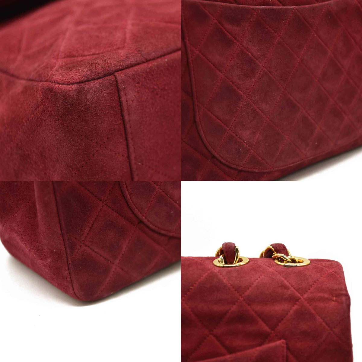 $7500 Chanel Suede Quilted Jumbo XL Single Flap Red CONSIGNMENT 10020550