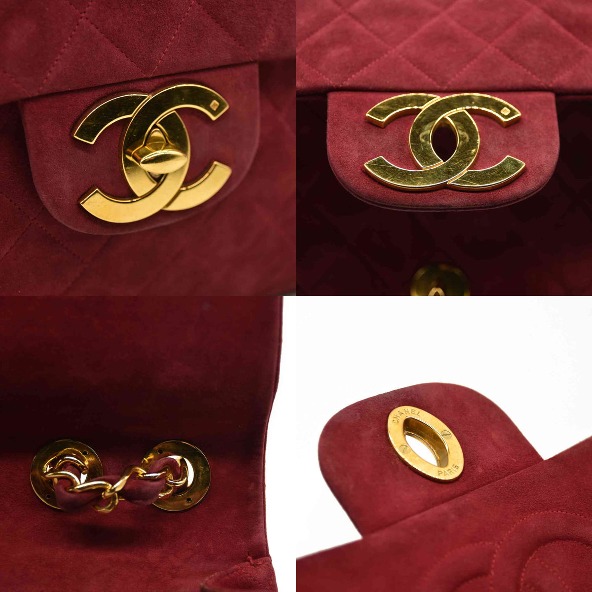 $7500 Chanel Suede Quilted Jumbo XL Single Flap Red CONSIGNMENT 10020550
