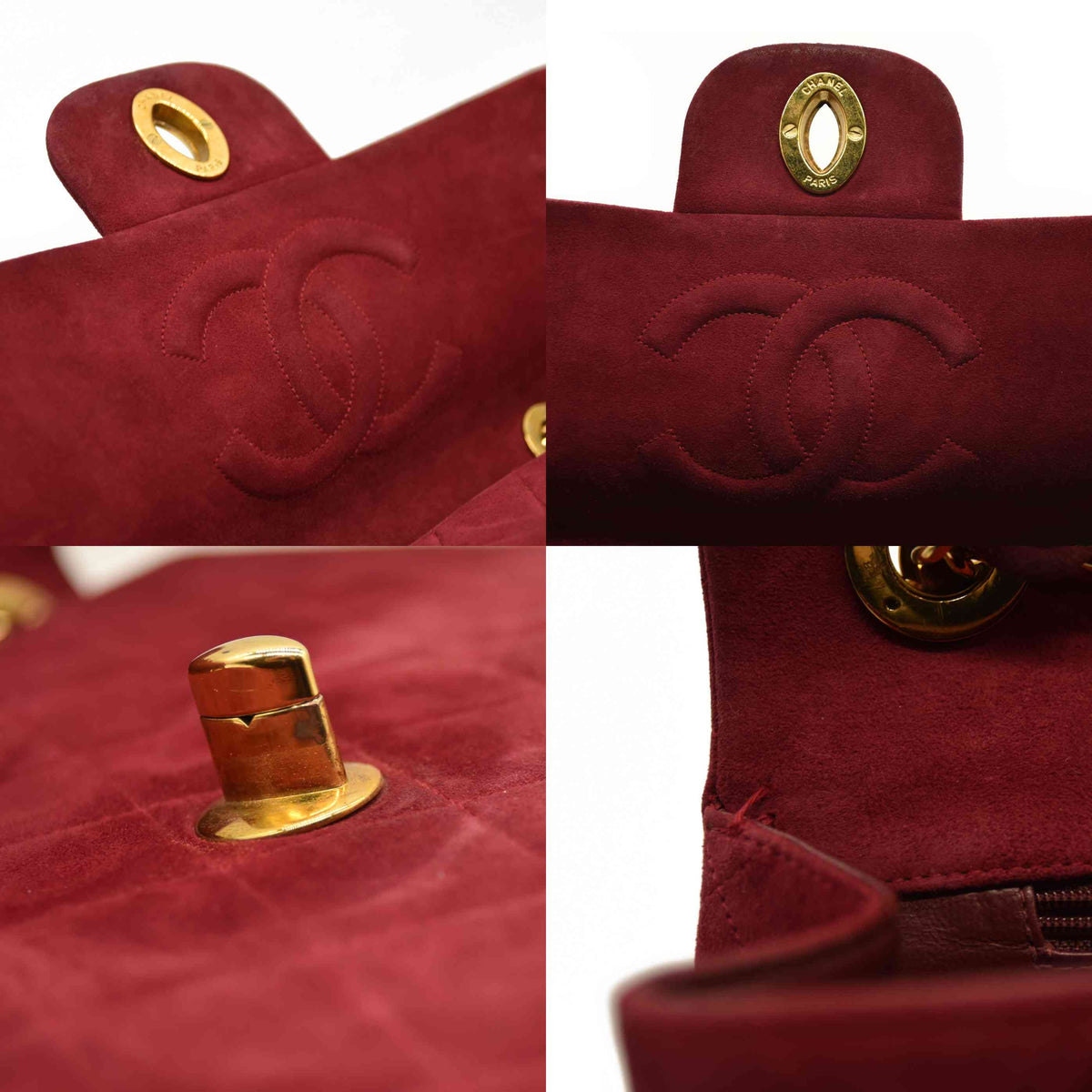 $7500 Chanel Suede Quilted Jumbo XL Single Flap Red CONSIGNMENT 10020550