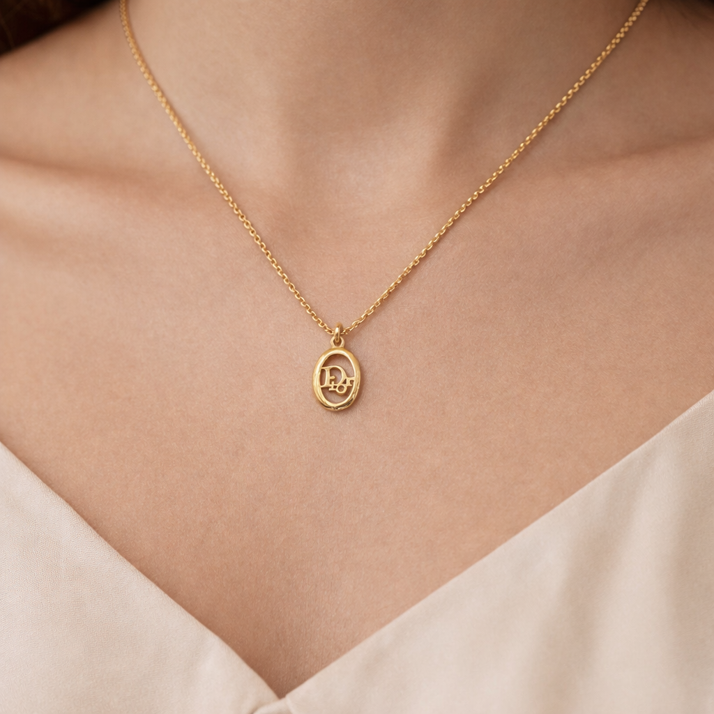 $410 Dior Vintage Logo Dior Pendant Necklace