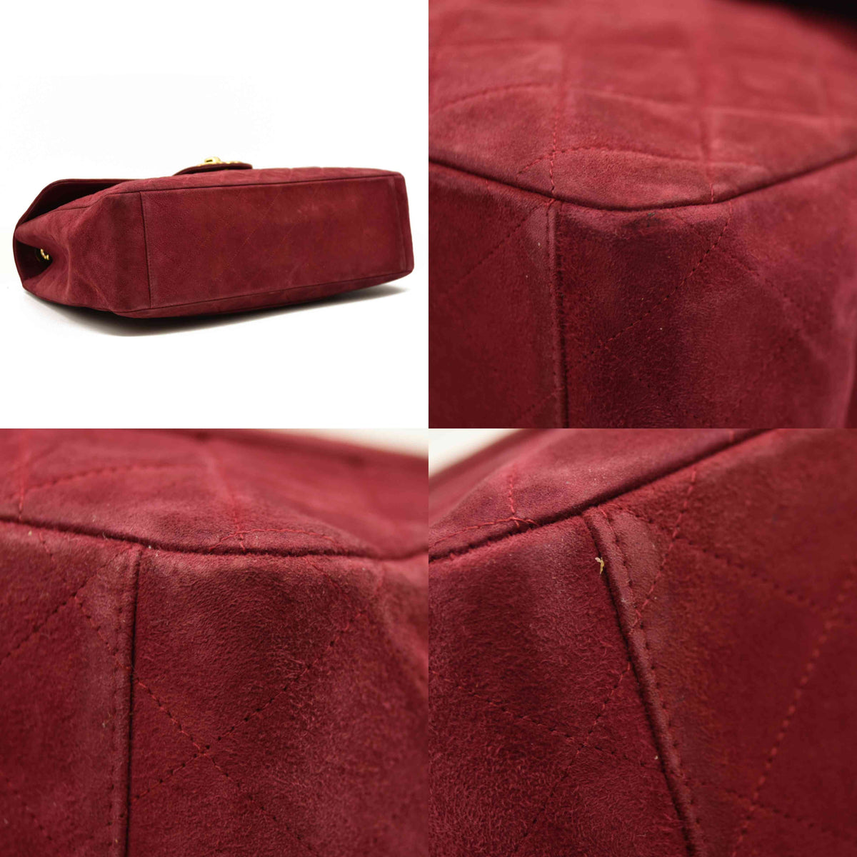 $7500 Chanel Suede Quilted Jumbo XL Single Flap Red CONSIGNMENT 10020550