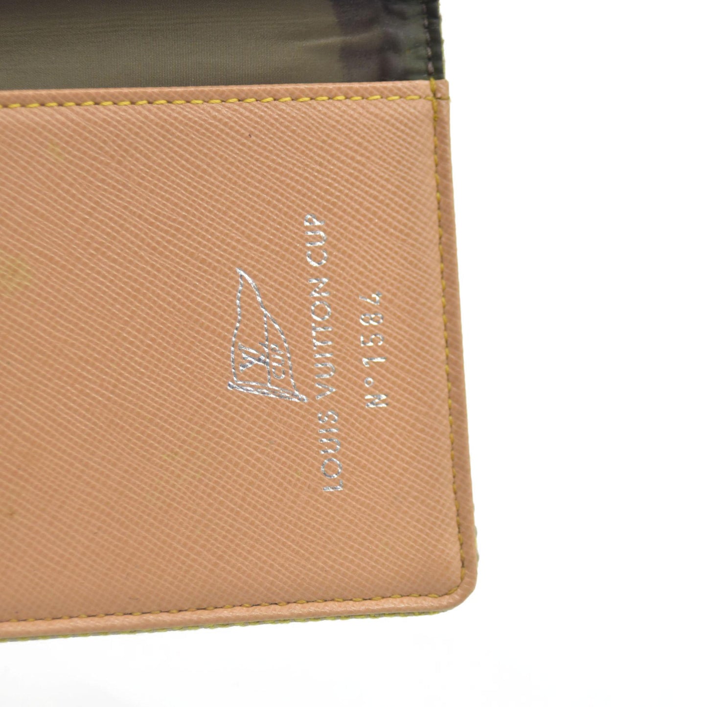 AUCTION $510 Louis Vuitton  Damier Geant Americas Cup Card Holder Wallet Yellow