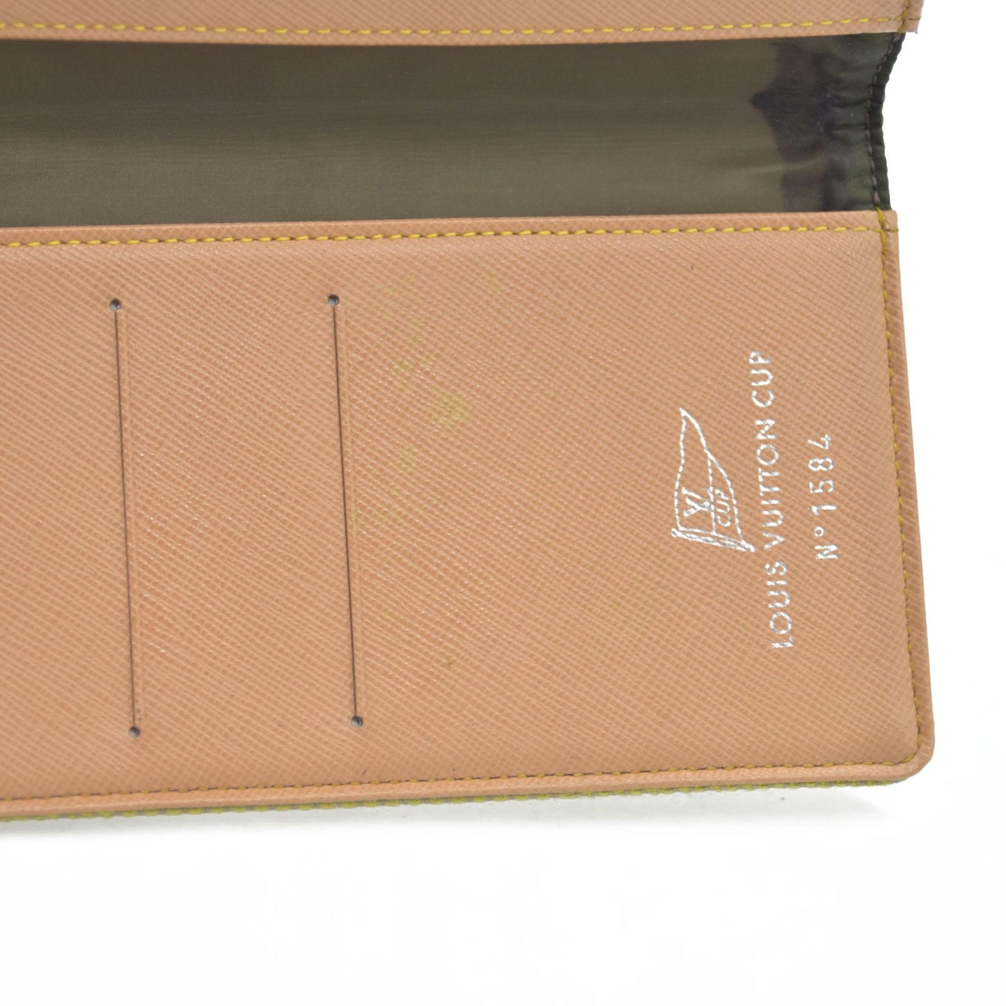 AUCTION $510 Louis Vuitton  Damier Geant Americas Cup Card Holder Wallet Yellow