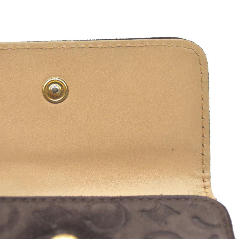 $330 CELINE C Macadam Suede Leather 6 Ring Key Case Brown