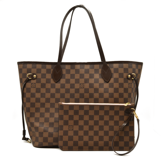 LOUIS VUITTON Damier Ebene Neo Neverfull MM Rose Ballerine FL2136