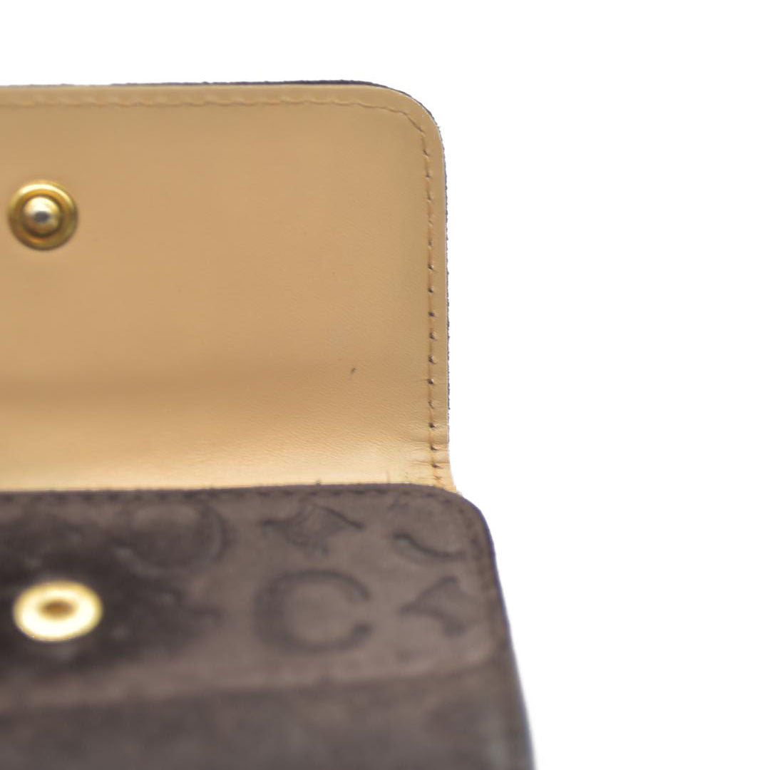 $330 CELINE C Macadam Suede Leather 6 Ring Key Case Brown
