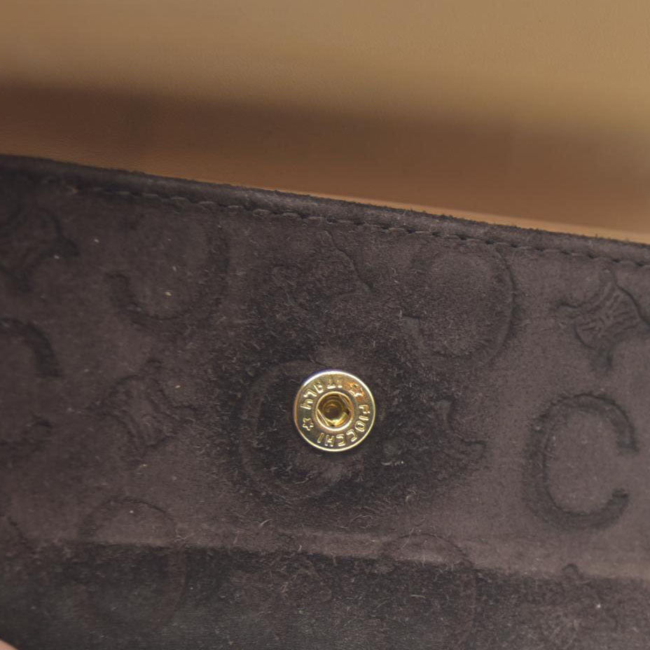 $330 CELINE C Macadam Suede Leather 6 Ring Key Case Brown