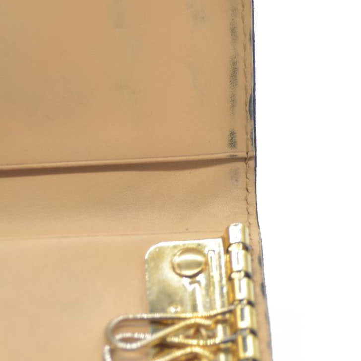 $330 CELINE C Macadam Suede Leather 6 Ring Key Case Brown