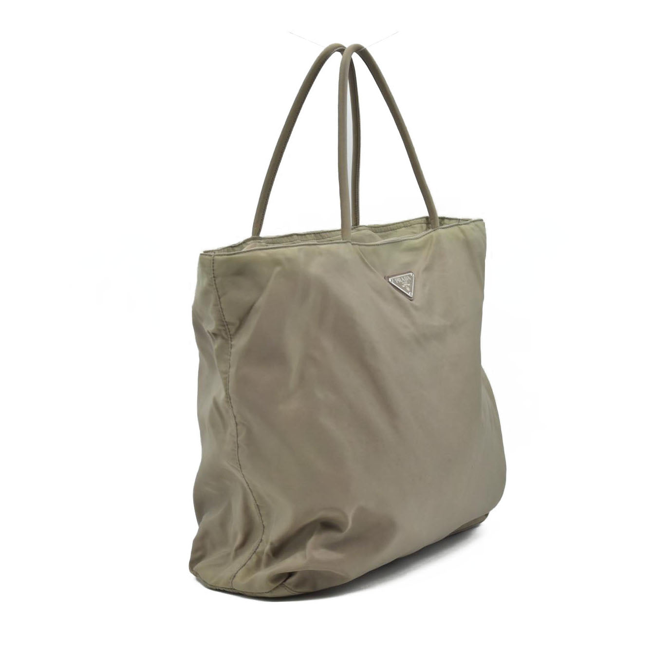 $500 Prada  Tessuto Nylon Tote Greige CONSIGNMENT