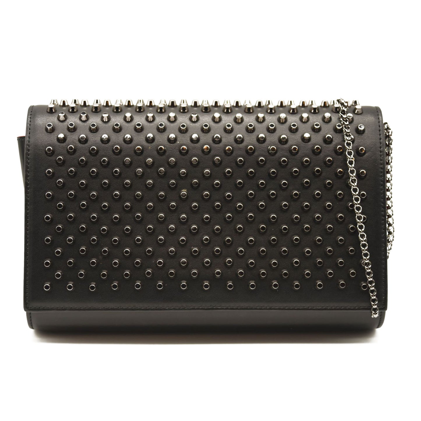 CHRISTIAN LOUBOUTIN  Paloma Studded Leather Chain Clutch Bag Black