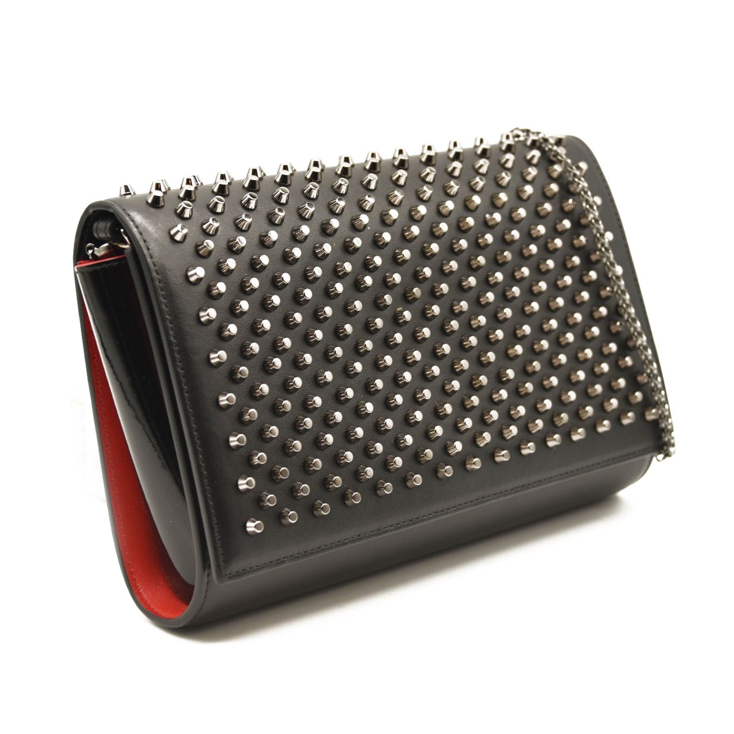 CHRISTIAN LOUBOUTIN  Paloma Studded Leather Chain Clutch Bag Black