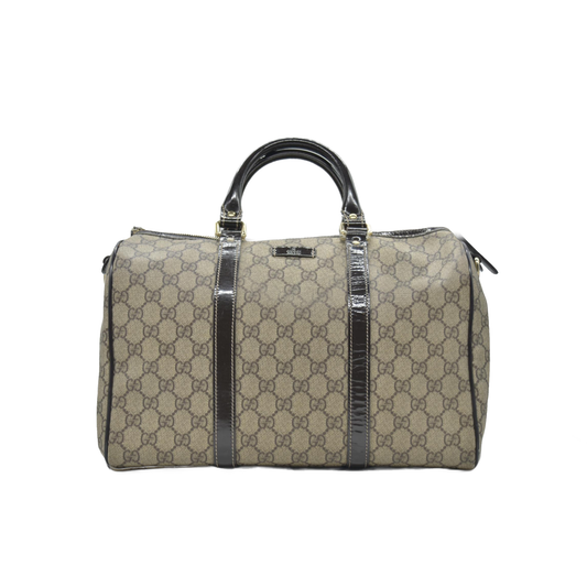 $890 Gucci Joy Dark Brown Boston Bag Brown Canvas CONSIGNMENT
