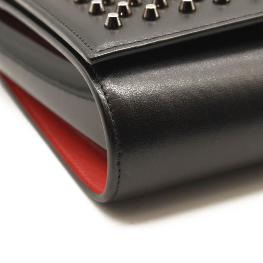 CHRISTIAN LOUBOUTIN  Paloma Studded Leather Chain Clutch Bag Black