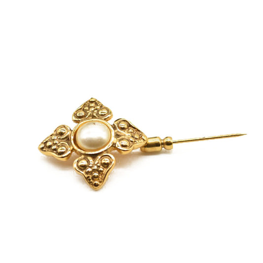 Chanel Vintage Pearl Pin Brooch Gold