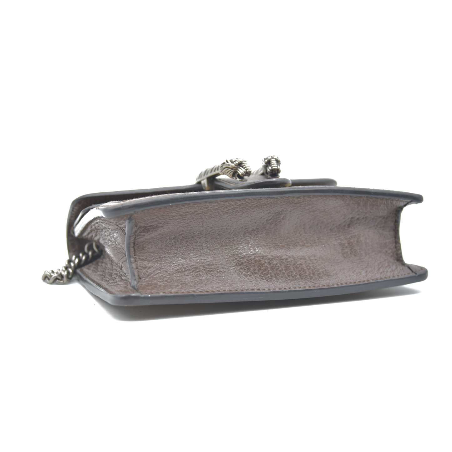 $1290 GUCCI Monogram Jumbo GG Textured Dollar Calfskin Super Mini Dionysus Shoulder Bag Camel Ebony