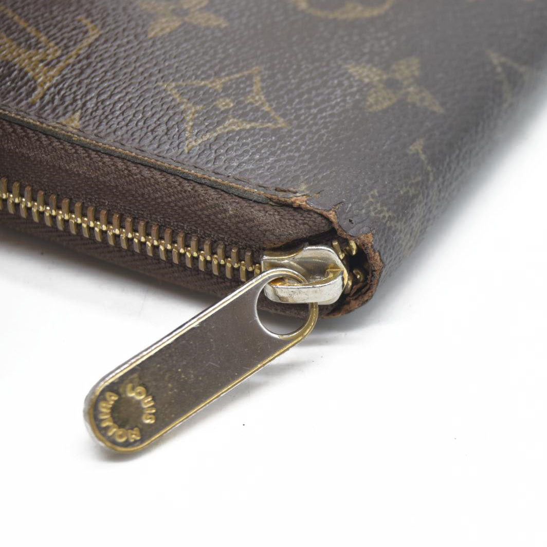 $915 Louis Vuitton Monogram Zippy Zip Around Long Wallet Purse Brown CA4078