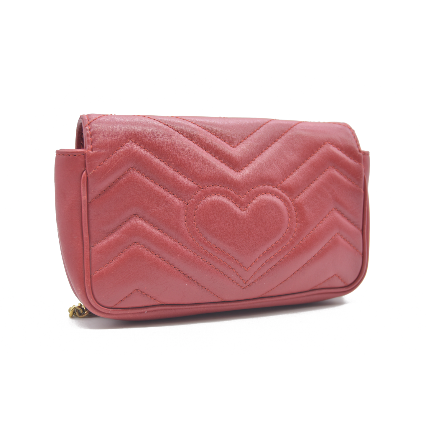 $1550 Gucci Leather Marmont Super Mini Red Crossbody