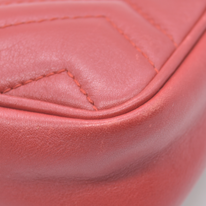 $1550 Gucci Leather Marmont Super Mini Red Crossbody
