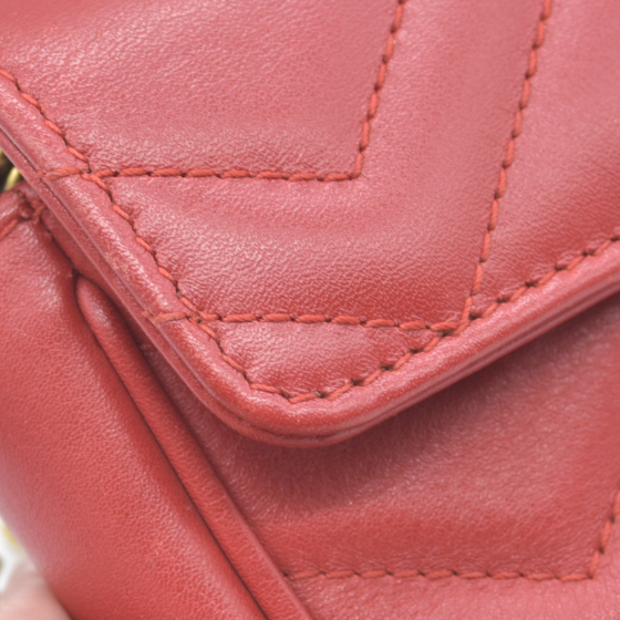 $1550 Gucci Leather Marmont Super Mini Red Crossbody