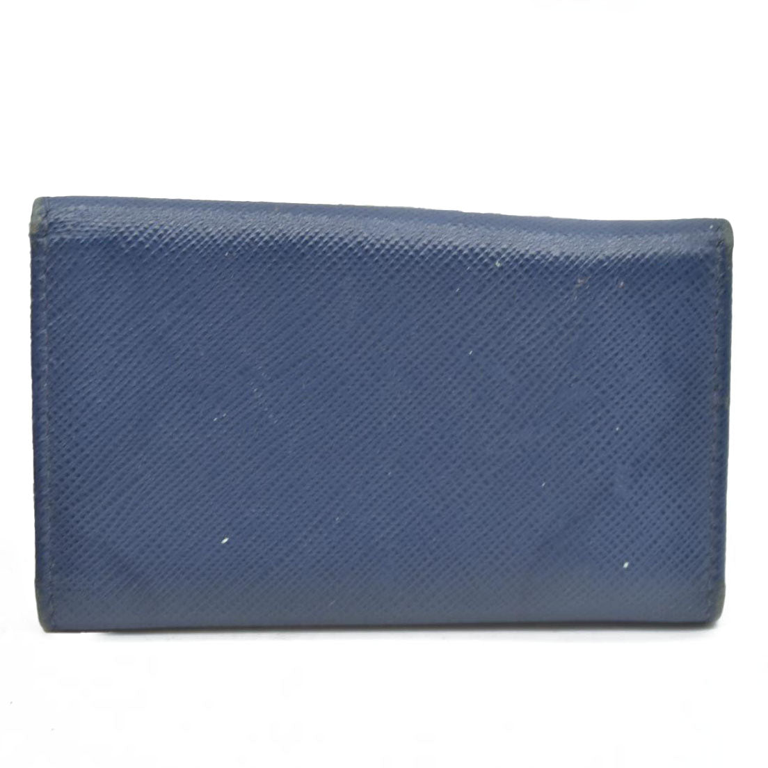 PRADA Logo Saffiano Leather 6 Ring Key Case Navy blue