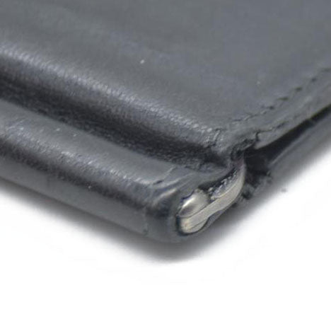 BALENCIAGA $600 B Logo Leather Bifold Wallet Black/7BH0103