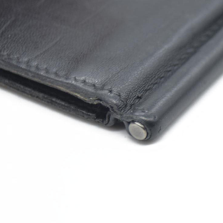 BALENCIAGA $600 B Logo Leather Bifold Wallet Black/7BH0103