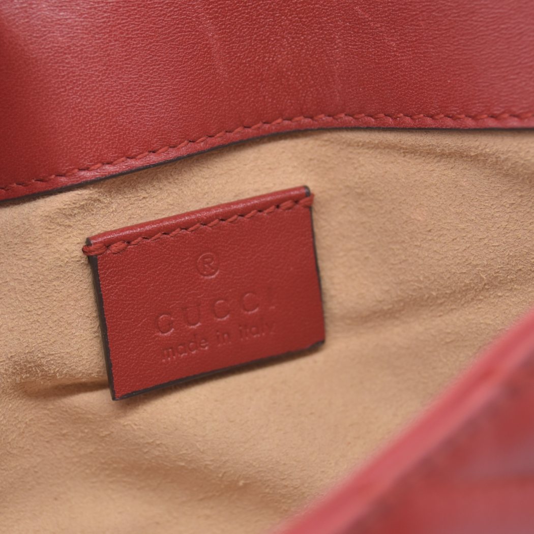 $1550 Gucci Leather Marmont Super Mini Red Crossbody