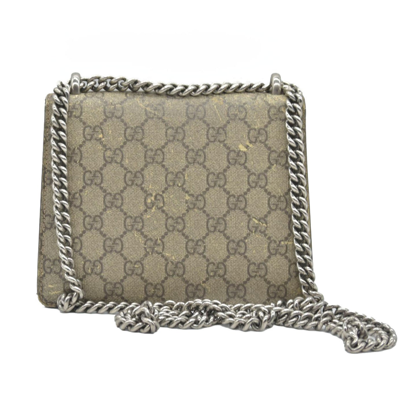 $2600 Gucci GG Supreme Monogram Suede Cudu Medium Dionysus Shoulder Bag Beige Ebony Vulcanic Red