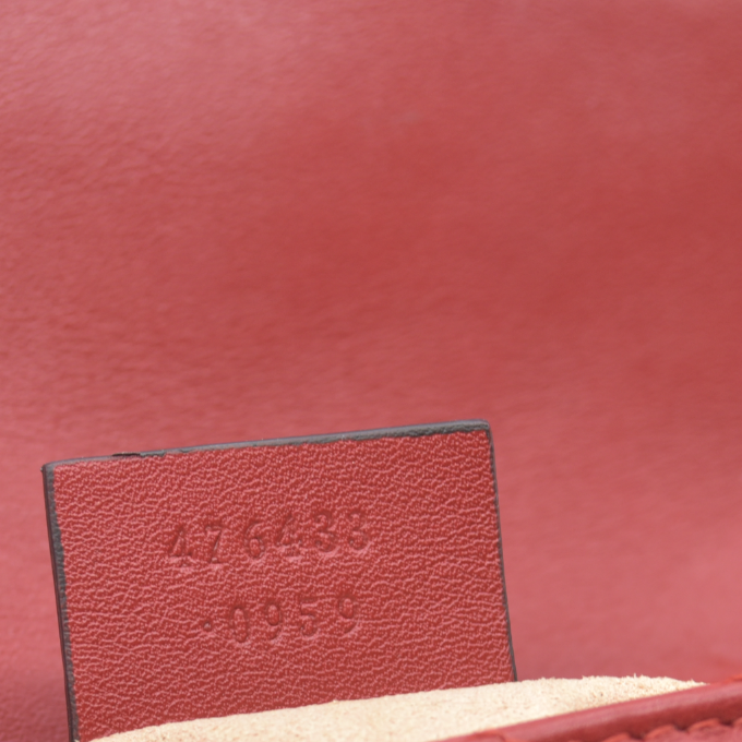 $1550 Gucci Leather Marmont Super Mini Red Crossbody
