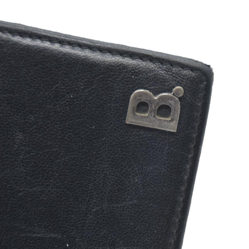 BALENCIAGA $600 B Logo Leather Bifold Wallet Black/7BH0103